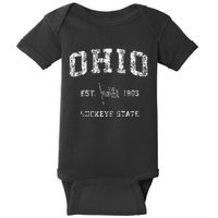 Ohio Vintage Us Flag Sports Design Baby Bodysuit