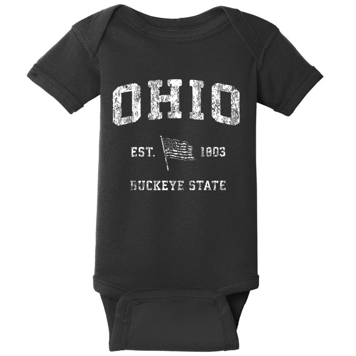 Ohio Vintage Us Flag Sports Design Baby Bodysuit