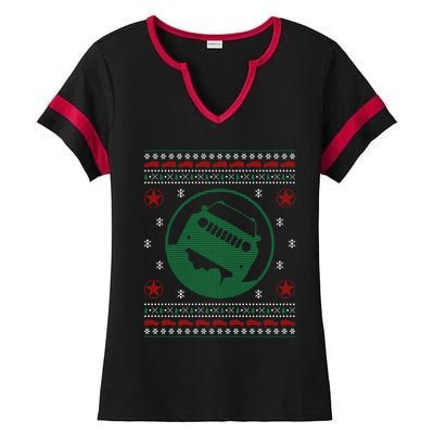 Offroad Vehicle Ugly Christmas Sweater Outdoor Ladies Halftime Notch Neck Tee