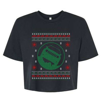 Offroad Vehicle Ugly Christmas Sweater Outdoor Bella+Canvas Jersey Crop Tee