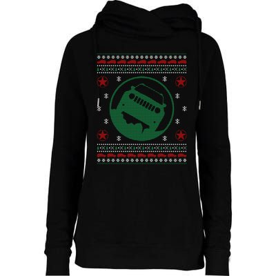 Offroad Vehicle Ugly Christmas Sweater Outdoor Womens Funnel Neck Pullover Hood