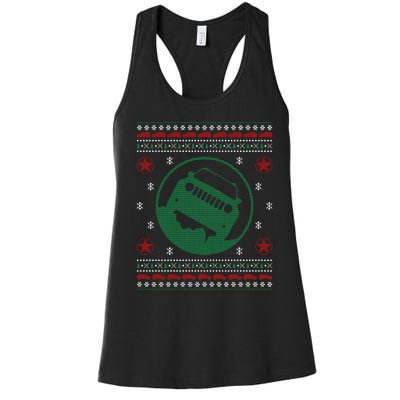 Offroad Vehicle Ugly Christmas Sweater Outdoor Women's Racerback Tank