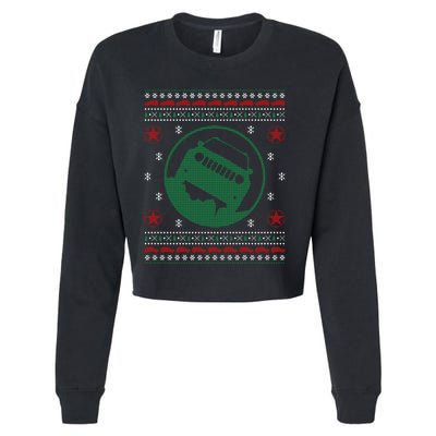 Offroad Vehicle Ugly Christmas Sweater Outdoor Cropped Pullover Crew