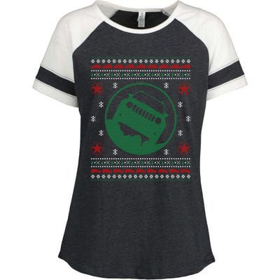 Offroad Vehicle Ugly Christmas Sweater Outdoor Enza Ladies Jersey Colorblock Tee