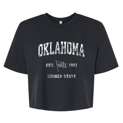 Oklahoma Vintage Us Flag Sports Design Bella+Canvas Jersey Crop Tee