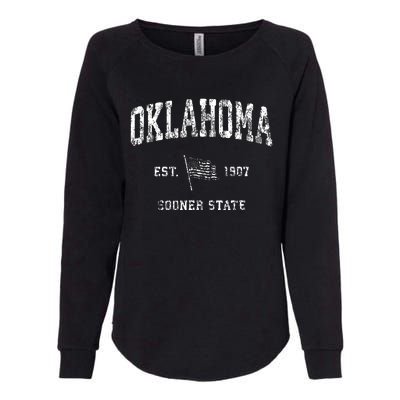 Oklahoma Vintage Us Flag Sports Design Womens California Wash Sweatshirt