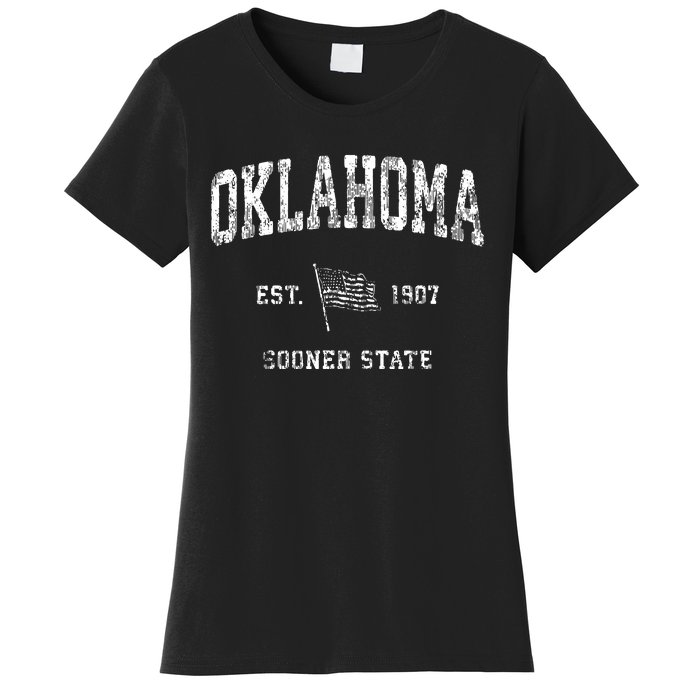 Oklahoma Vintage Us Flag Sports Design Women's T-Shirt