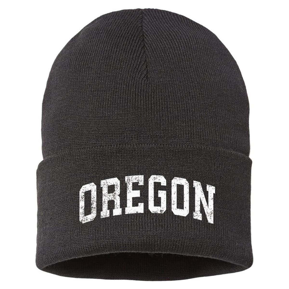 Oregon Vintage Varsity Sports Text Sustainable Knit Beanie