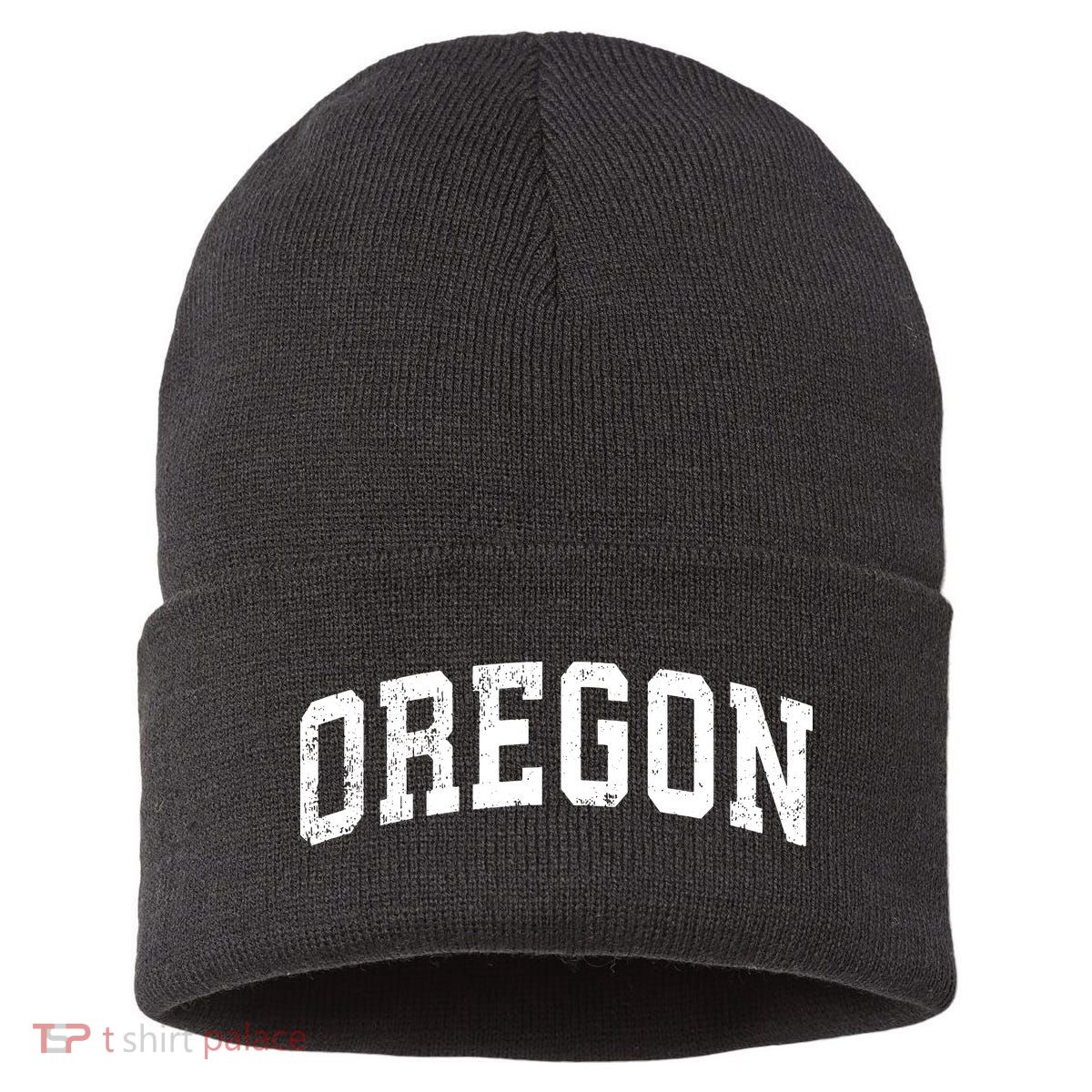 Oregon Vintage Varsity Sports Text Sustainable Knit Beanie