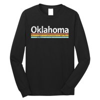 Oklahoma Vintage Worn Design Retro Stripes Classic Long Sleeve Shirt