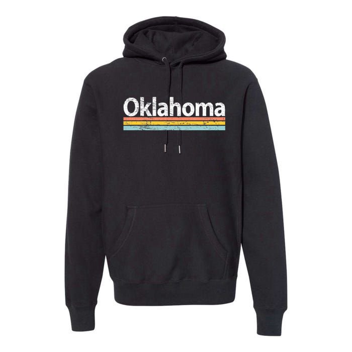 Oklahoma Vintage Worn Design Retro Stripes Classic Premium Hoodie