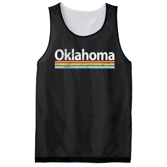 Oklahoma Vintage Worn Design Retro Stripes Classic Mesh Reversible Basketball Jersey Tank