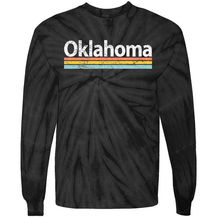 Oklahoma Vintage Worn Design Retro Stripes Classic Tie-Dye Long Sleeve Shirt