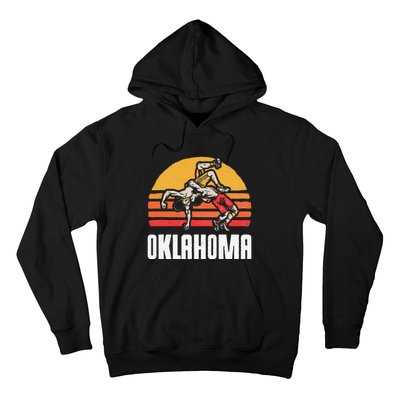 Oklahoma Vintage Wrestling Retro Wrestlers And Sun Graphic Hoodie