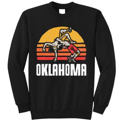 Oklahoma Vintage Wrestling Retro Wrestlers And Sun Graphic Sweatshirt