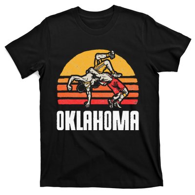 Oklahoma Vintage Wrestling Retro Wrestlers And Sun Graphic T-Shirt