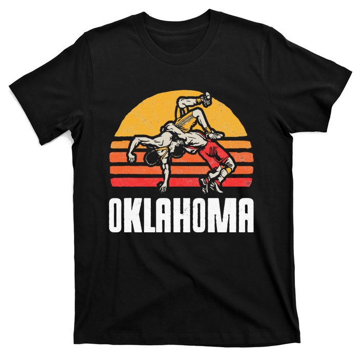 Oklahoma Vintage Wrestling Retro Wrestlers And Sun Graphic T-Shirt