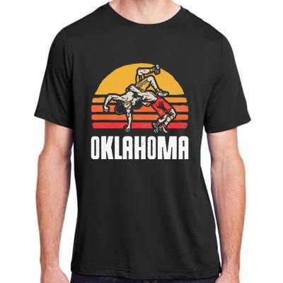 Oklahoma Vintage Wrestling Retro Wrestlers And Sun Graphic Adult ChromaSoft Performance T-Shirt