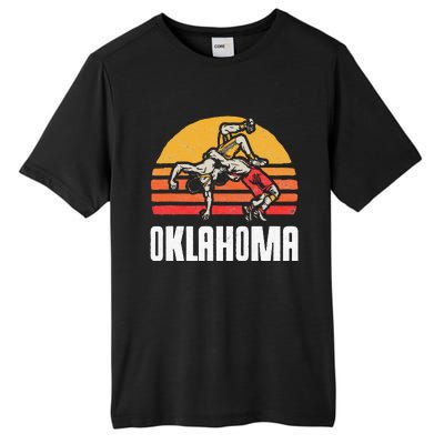 Oklahoma Vintage Wrestling Retro Wrestlers And Sun Graphic Tall Fusion ChromaSoft Performance T-Shirt