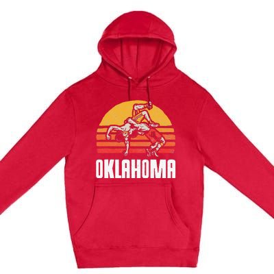 Oklahoma Vintage Wrestling Retro Wrestlers And Sun Graphic Premium Pullover Hoodie