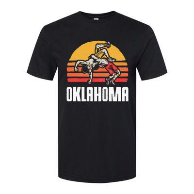 Oklahoma Vintage Wrestling Retro Wrestlers And Sun Graphic Softstyle CVC T-Shirt