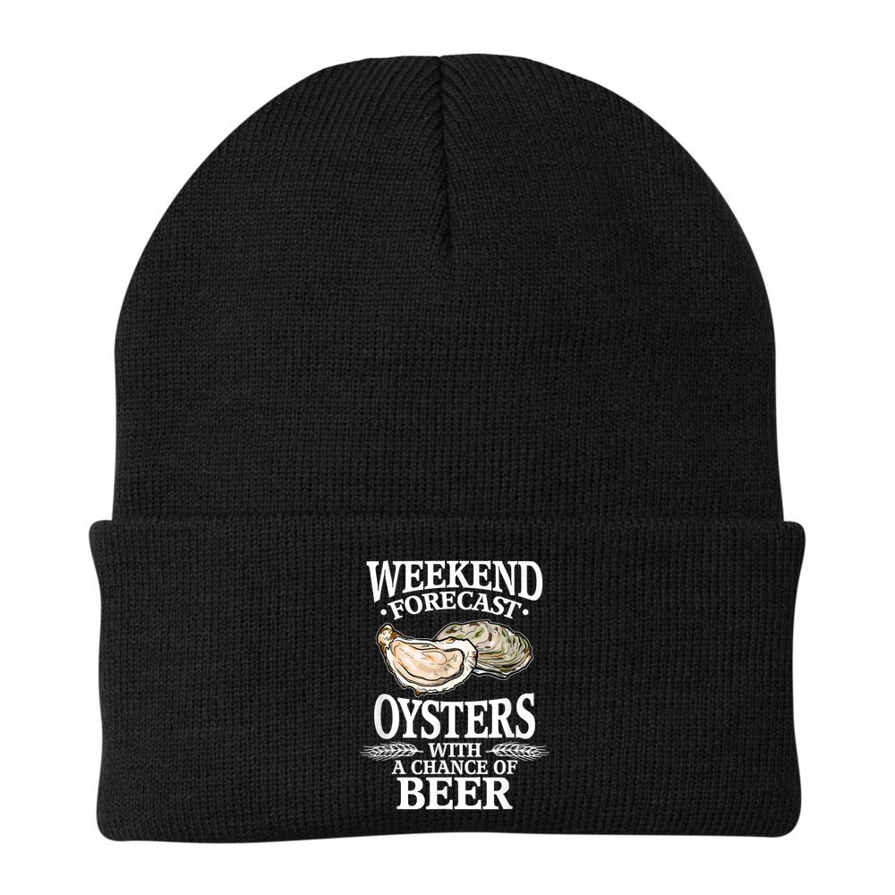 Oysters With A Chance Of Beer Weekend Forecast Funny Seafood Beanie