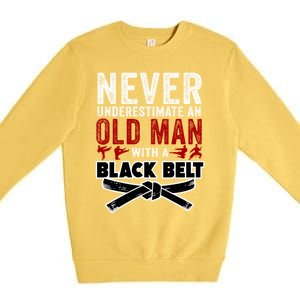 Old With A Black Belt Karate Martial Arts Gift Premium Crewneck Sweatshirt