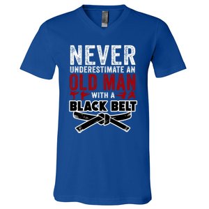 Old With A Black Belt Karate Martial Arts Gift V-Neck T-Shirt