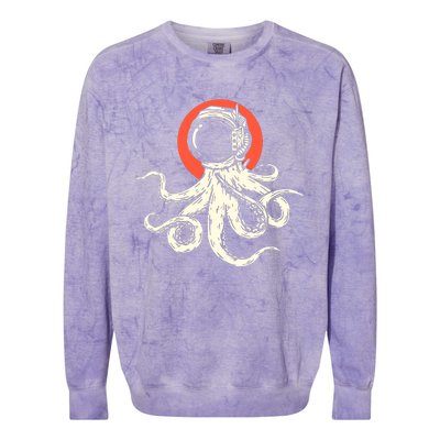 Octopus With Astronaut Helmet Illustration Graphic Cool Gift Colorblast Crewneck Sweatshirt