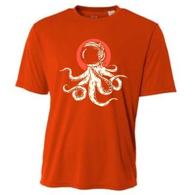 Octopus With Astronaut Helmet Illustration Graphic Cool Gift Cooling Performance Crew T-Shirt