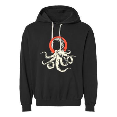 Octopus With Astronaut Helmet Illustration Graphic Cool Gift Garment-Dyed Fleece Hoodie