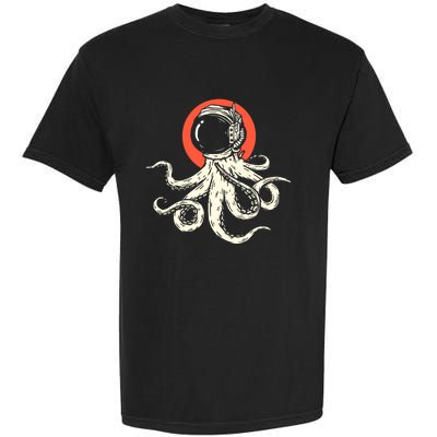 Octopus With Astronaut Helmet Illustration Graphic Cool Gift Garment-Dyed Heavyweight T-Shirt