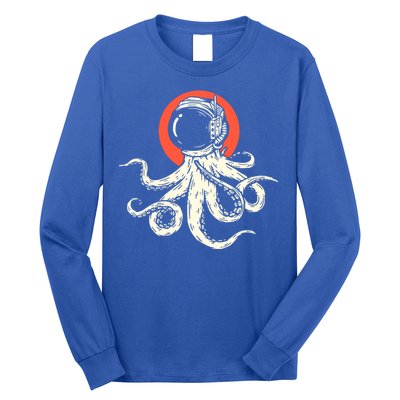 Octopus With Astronaut Helmet Illustration Graphic Cool Gift Long Sleeve Shirt