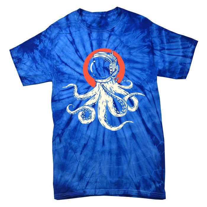 Octopus With Astronaut Helmet Illustration Graphic Cool Gift Tie-Dye T-Shirt