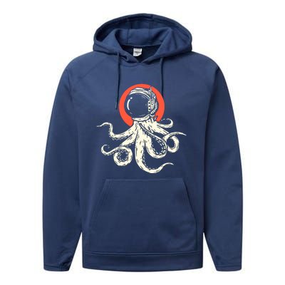 Octopus With Astronaut Helmet Illustration Graphic Cool Gift Performance Fleece Hoodie