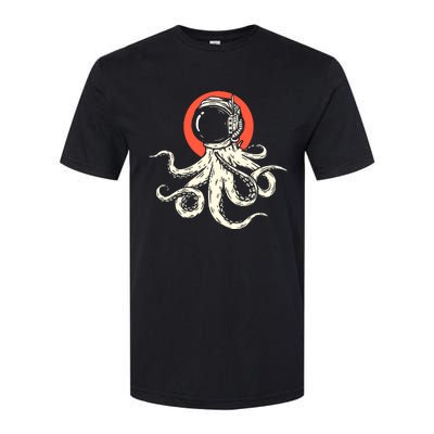 Octopus With Astronaut Helmet Illustration Graphic Cool Gift Softstyle CVC T-Shirt