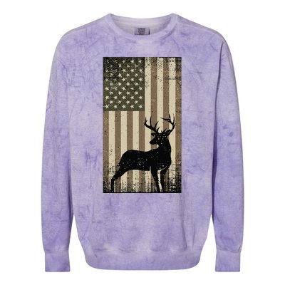 Outdoor Whitetail Buck Deer Usa Flag Big Game Hunter Colorblast Crewneck Sweatshirt