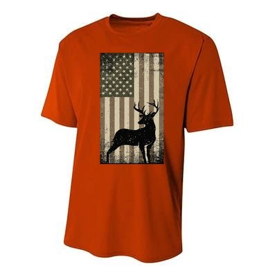 Outdoor Whitetail Buck Deer Usa Flag Big Game Hunter Performance Sprint T-Shirt