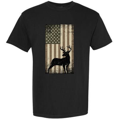 Outdoor Whitetail Buck Deer Usa Flag Big Game Hunter Garment-Dyed Heavyweight T-Shirt