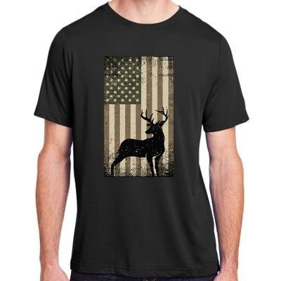 Outdoor Whitetail Buck Deer Usa Flag Big Game Hunter Adult ChromaSoft Performance T-Shirt