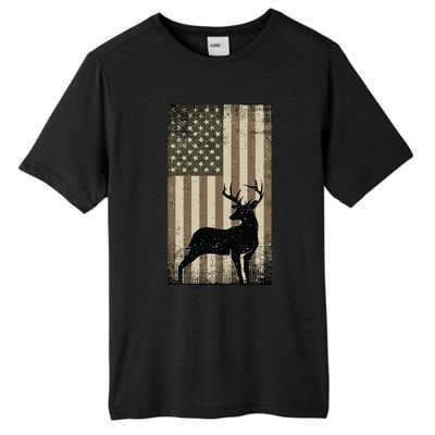 Outdoor Whitetail Buck Deer Usa Flag Big Game Hunter Tall Fusion ChromaSoft Performance T-Shirt