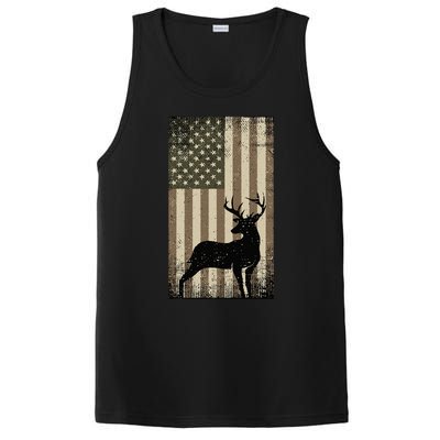 Outdoor Whitetail Buck Deer Usa Flag Big Game Hunter PosiCharge Competitor Tank