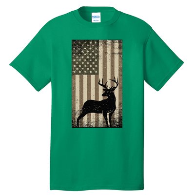 Outdoor Whitetail Buck Deer Usa Flag Big Game Hunter Tall T-Shirt