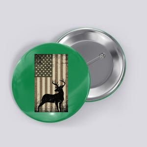 Outdoor Whitetail Buck Deer Usa Flag Big Game Hunter Button