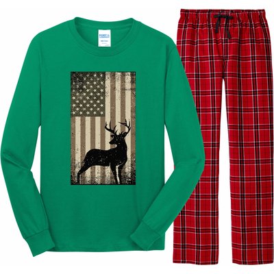 Outdoor Whitetail Buck Deer Usa Flag Big Game Hunter Long Sleeve Pajama Set