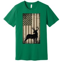 Outdoor Whitetail Buck Deer Usa Flag Big Game Hunter Premium T-Shirt