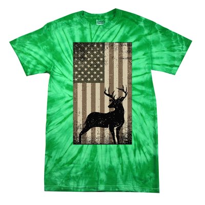 Outdoor Whitetail Buck Deer Usa Flag Big Game Hunter Tie-Dye T-Shirt