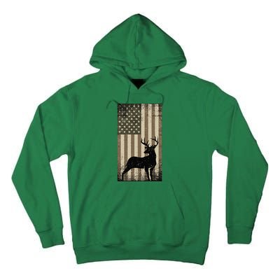 Outdoor Whitetail Buck Deer Usa Flag Big Game Hunter Tall Hoodie