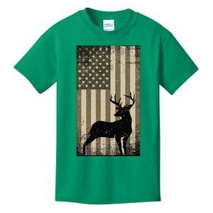 Outdoor Whitetail Buck Deer Usa Flag Big Game Hunter Kids T-Shirt