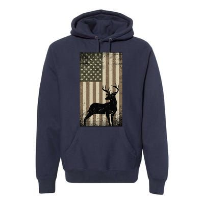 Outdoor Whitetail Buck Deer Usa Flag Big Game Hunter Premium Hoodie